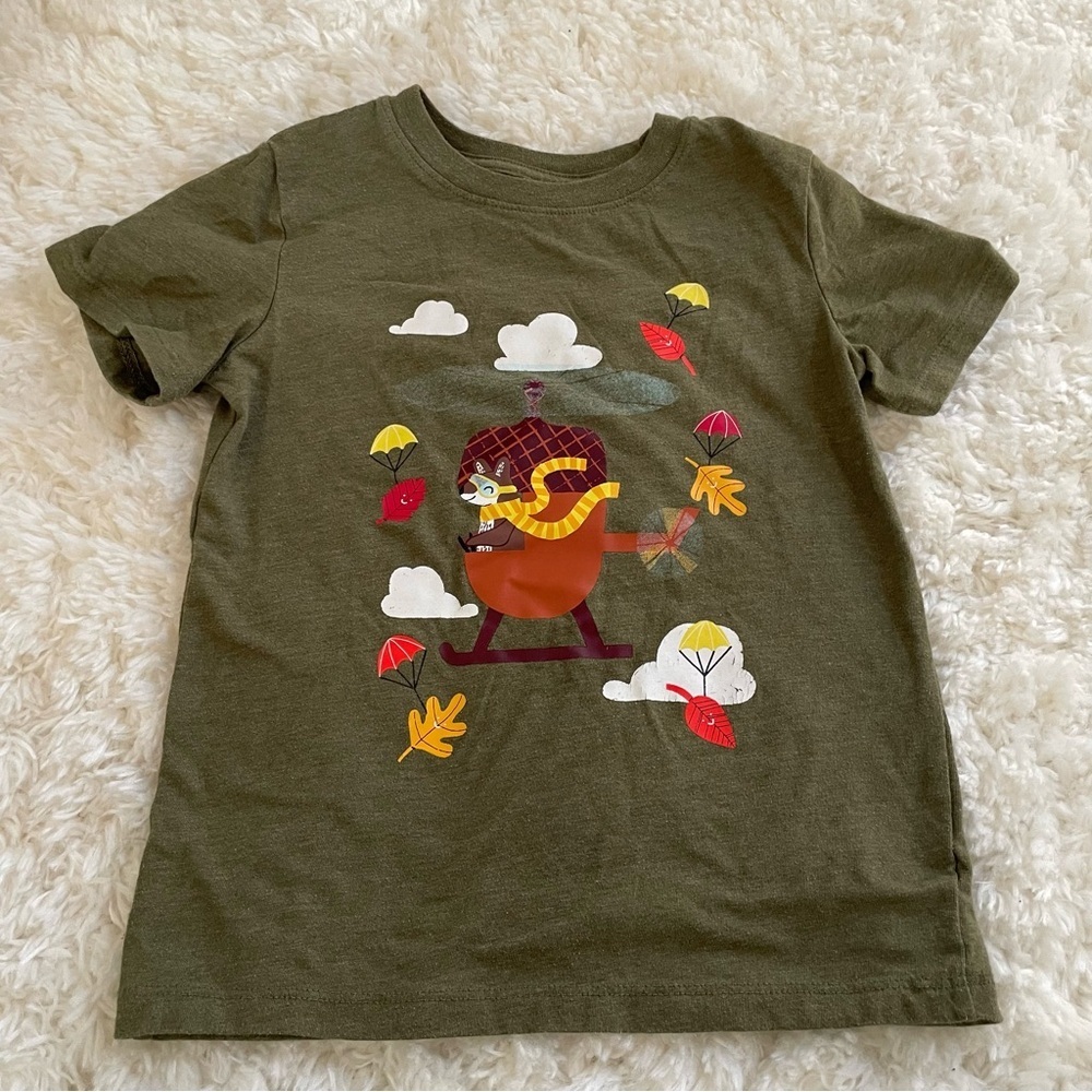 Cat & Jack Kids‎ Boys Short Sleeve Acorn Helicopter Tshirt Green 5T